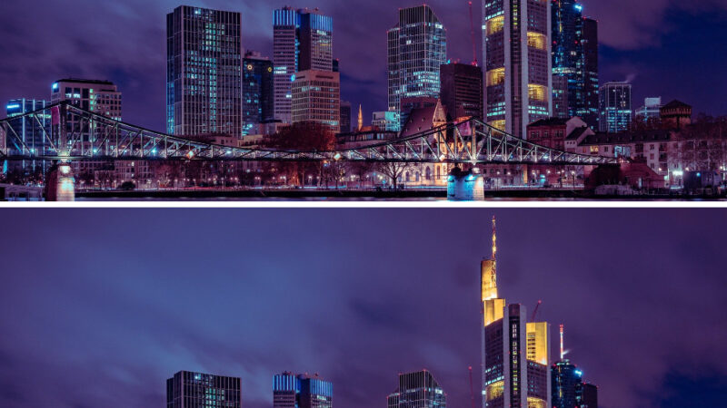 Finde 6 Fehler im Suchbild: Skyline Frankfurt am Main