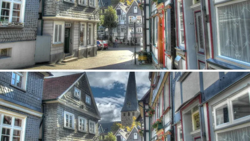 Finde 8 Fehler im Suchbild: Altstadt Hattingen